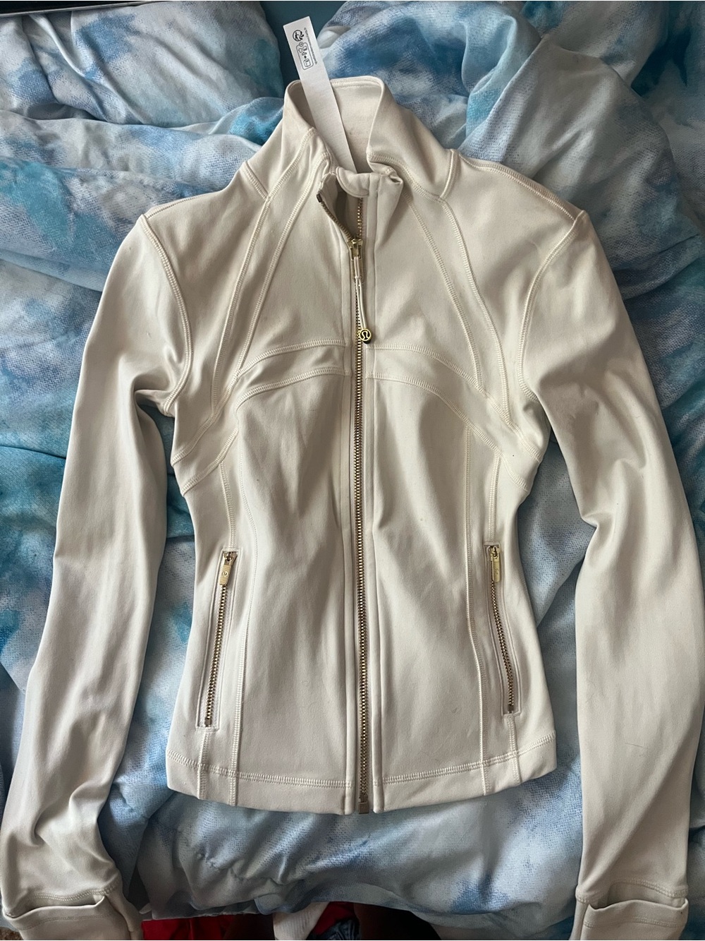lululemon athletica Cream Zip-Front Leather Jacket